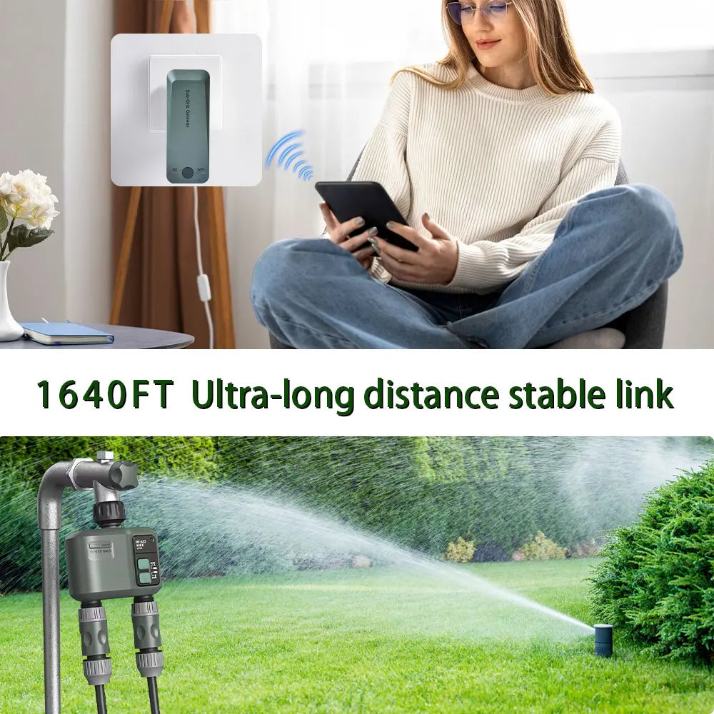2025New WIFI+RF433mhz Garden Watering Timer Smart Sprinkler Drip Irrigation System Built-in Water Flow Recorder Controller TUYA