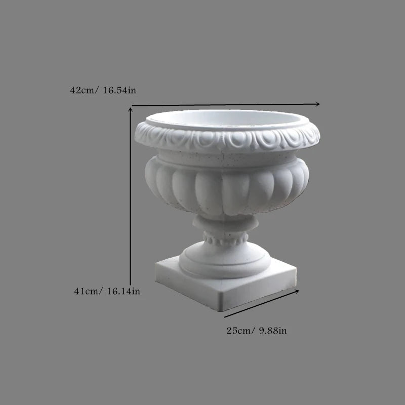 Classic Round Cement Flower Pot Mold, Durable ABS Plastic Planter, Round Cup Vase, Outdoors Bonsai Urn Mold, Dia 42cm/ 16.5in