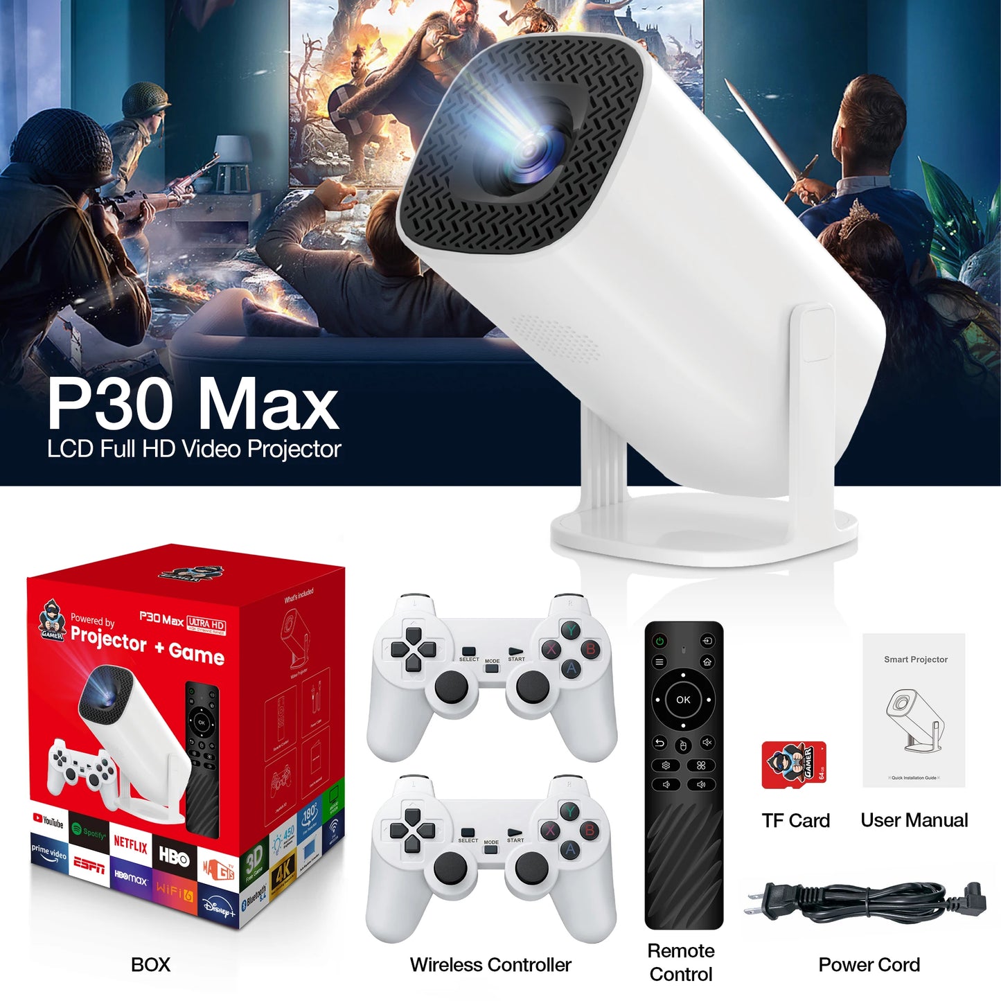 Gaming Smart Projector - Salange P30 Max 4K HD
