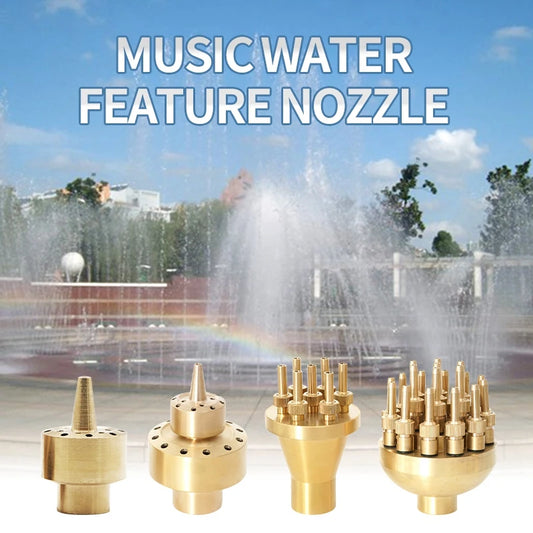 1/2" 3/4" 1" Brass Swimming Pool Decorative Fountain Nozzles Head for Outdoor Music Water Fountain Waterfall Garden Decoration