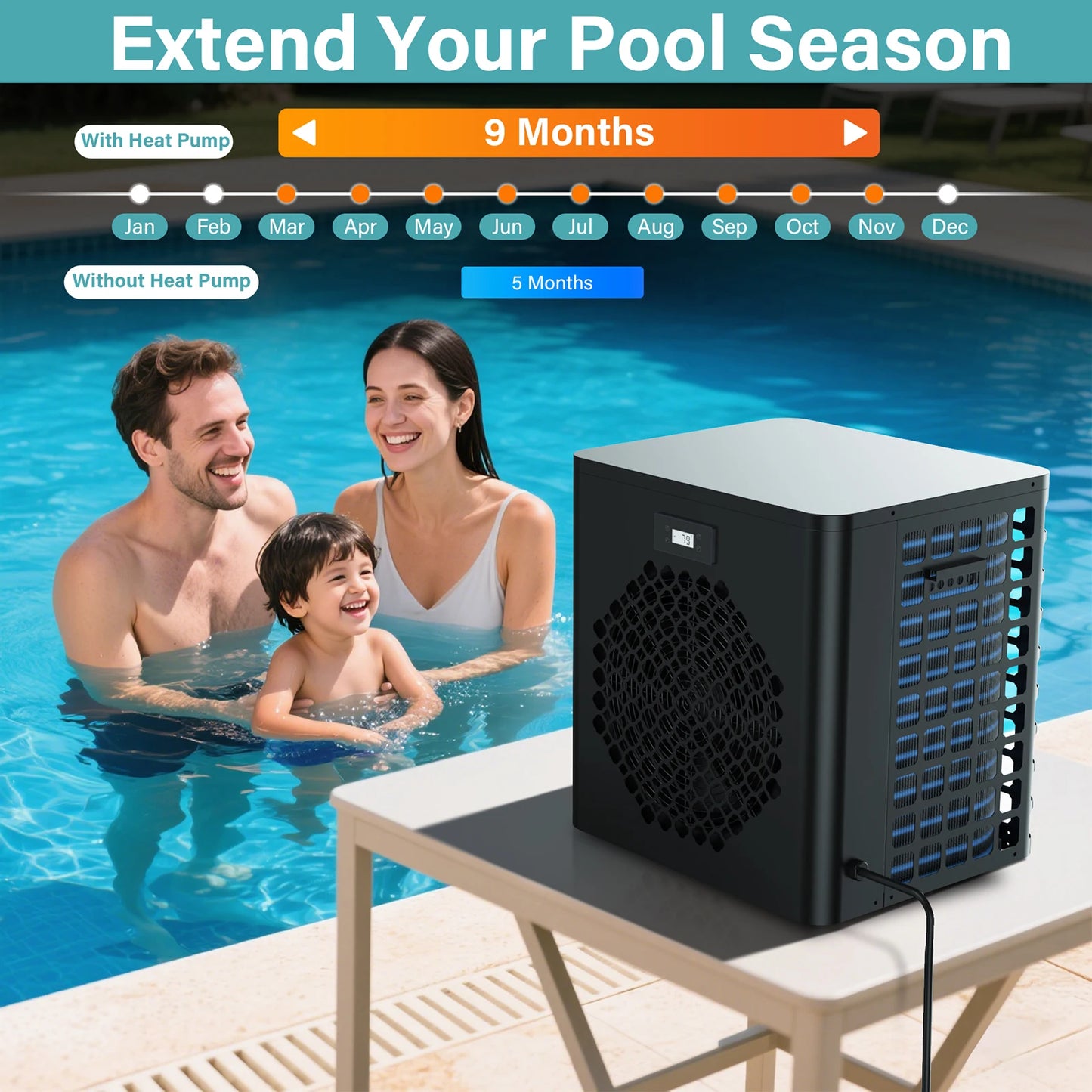 6K BTU Pool Heat Pump for Above Ground Pools