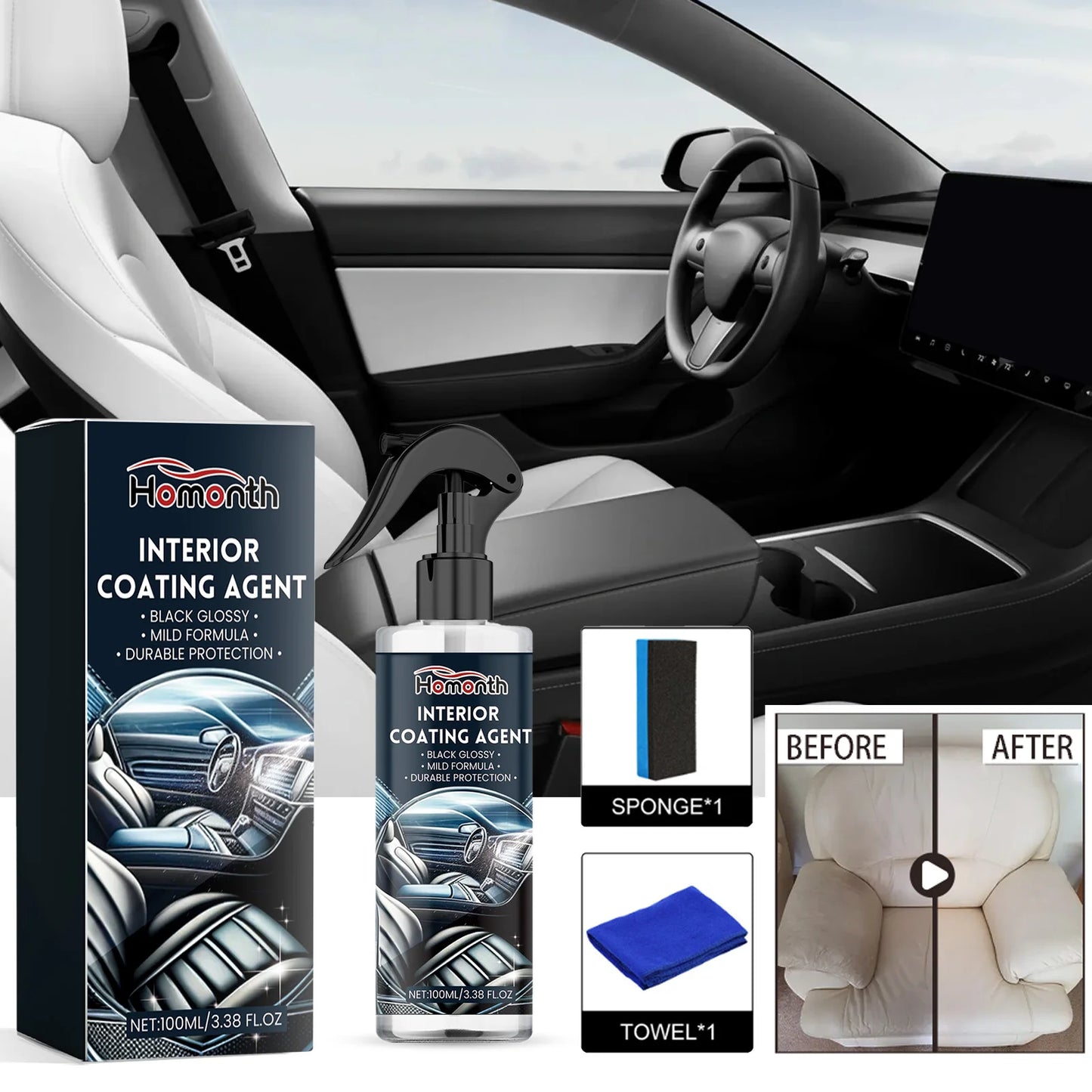 Car Interior Cleaner Removes Oil Dust From The Surface Instrument Panel Seat Leather Multi-Purpose Refurbishment Cleaning Agent
