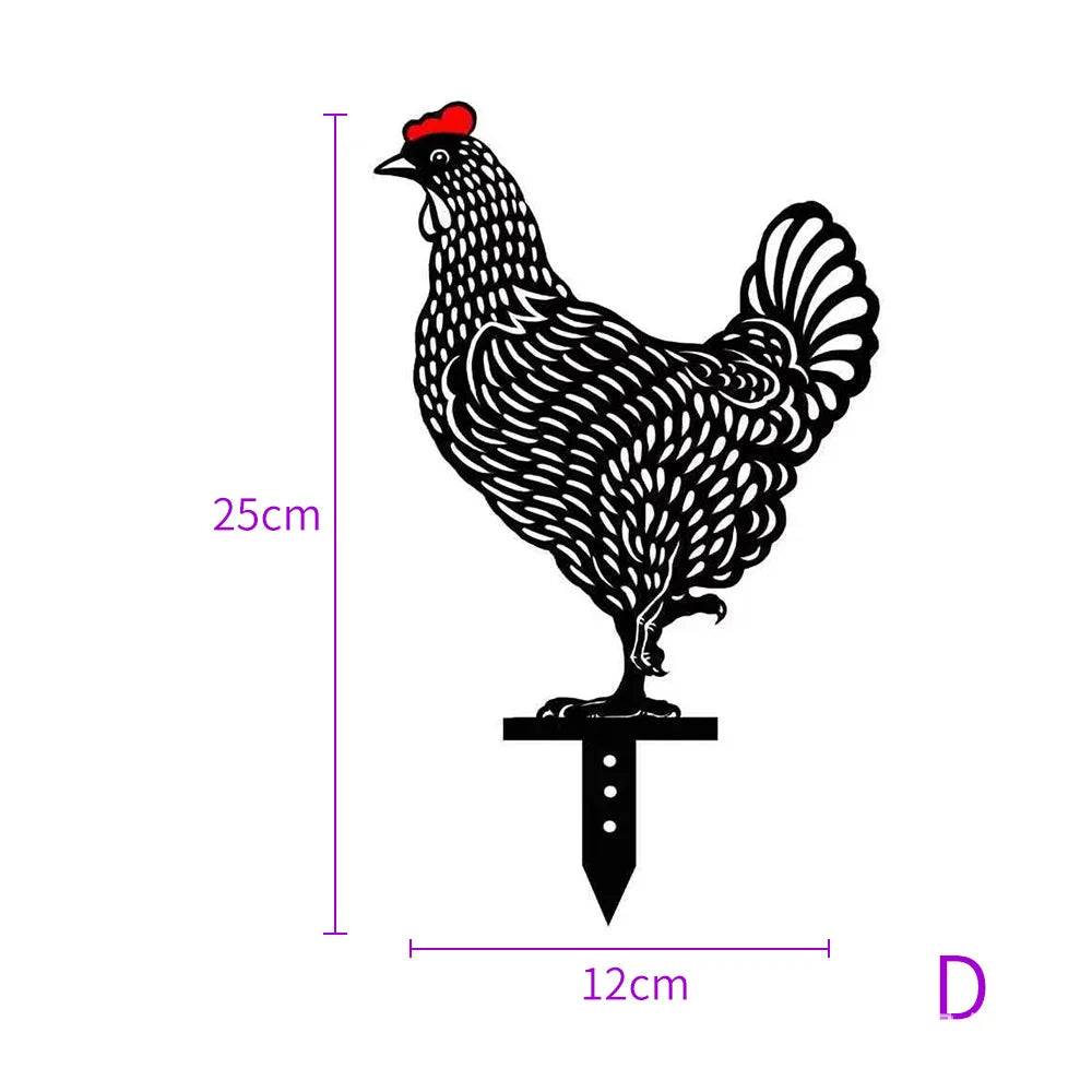 1Pc Yard Chicken Decor Ornaments Chicken Art Garden Decor Outdoor Garden Backyard Pile Acrylic Hen Patio Decoration Supplies