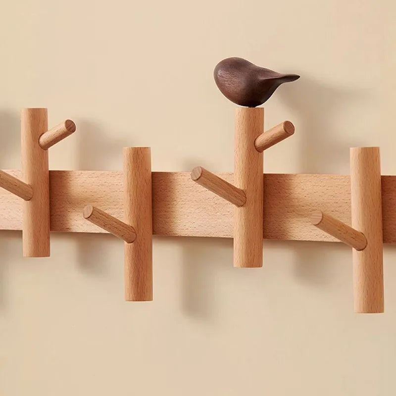Creative Clothes Hanger Foyer Entrance Wood Hangers Multifunctional Bag Key Coat Hook Wall Mount Coat Racks Hanging Organizers