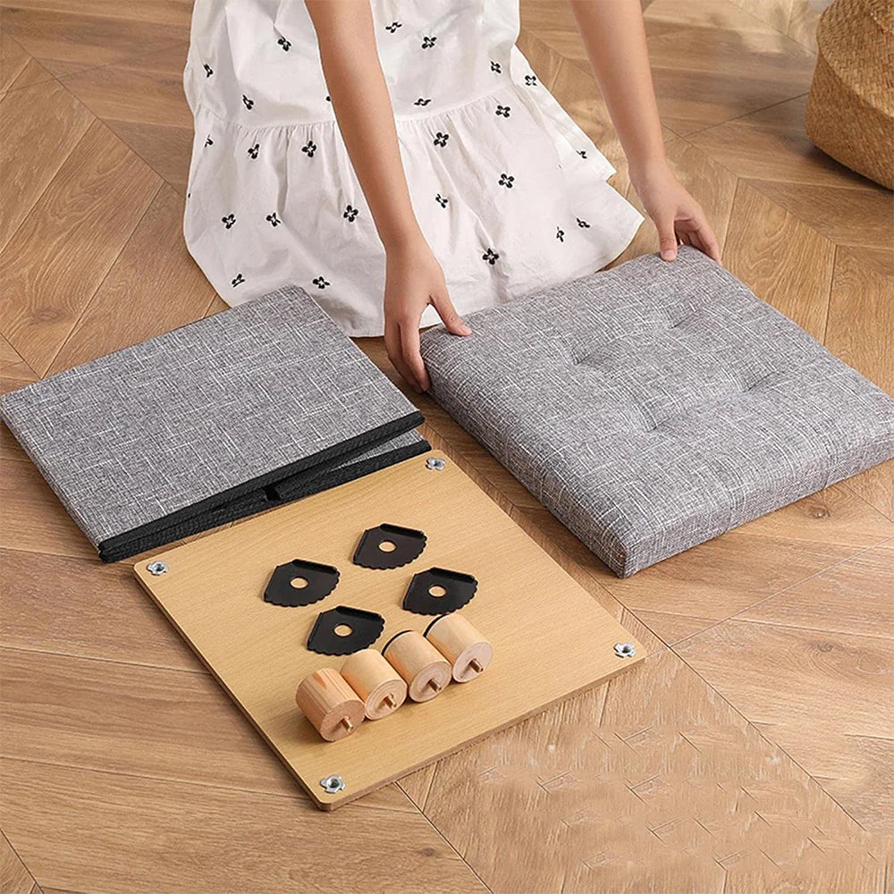 Seat stool Foldable Storage Stool footrest stool Folding Chest Storage Cube Upholstered Seat Removable Lid Home Decor