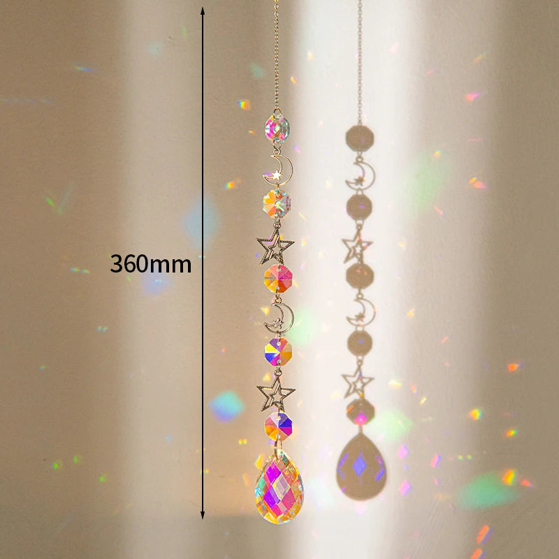 Brass Crystal Rainbow Crystal Hanging Pendants Suncatcher Moon Catcher Stained Glass Wind Chimes Home Garden Decor Kristalle