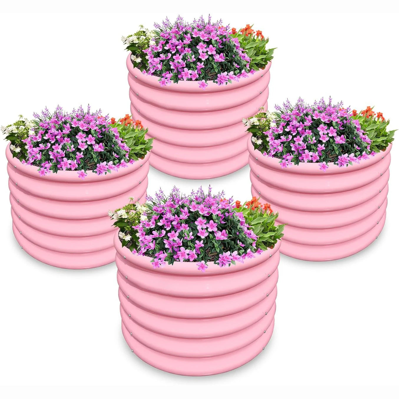 Round Metal Planter Boxes (4-Pack)