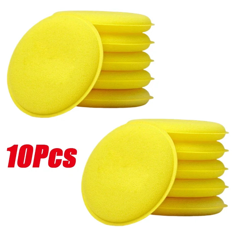 10Pcs Round Car Waxing Polish Wax Foam Sponge High Density Applicator