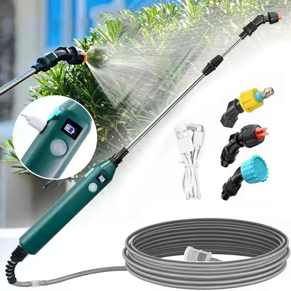 2400mAh Battery Powered Sprayer Wand with Battery Indicator Electric Sprayer Telescopic Wand Irrigation Tool for Lawn and Garden