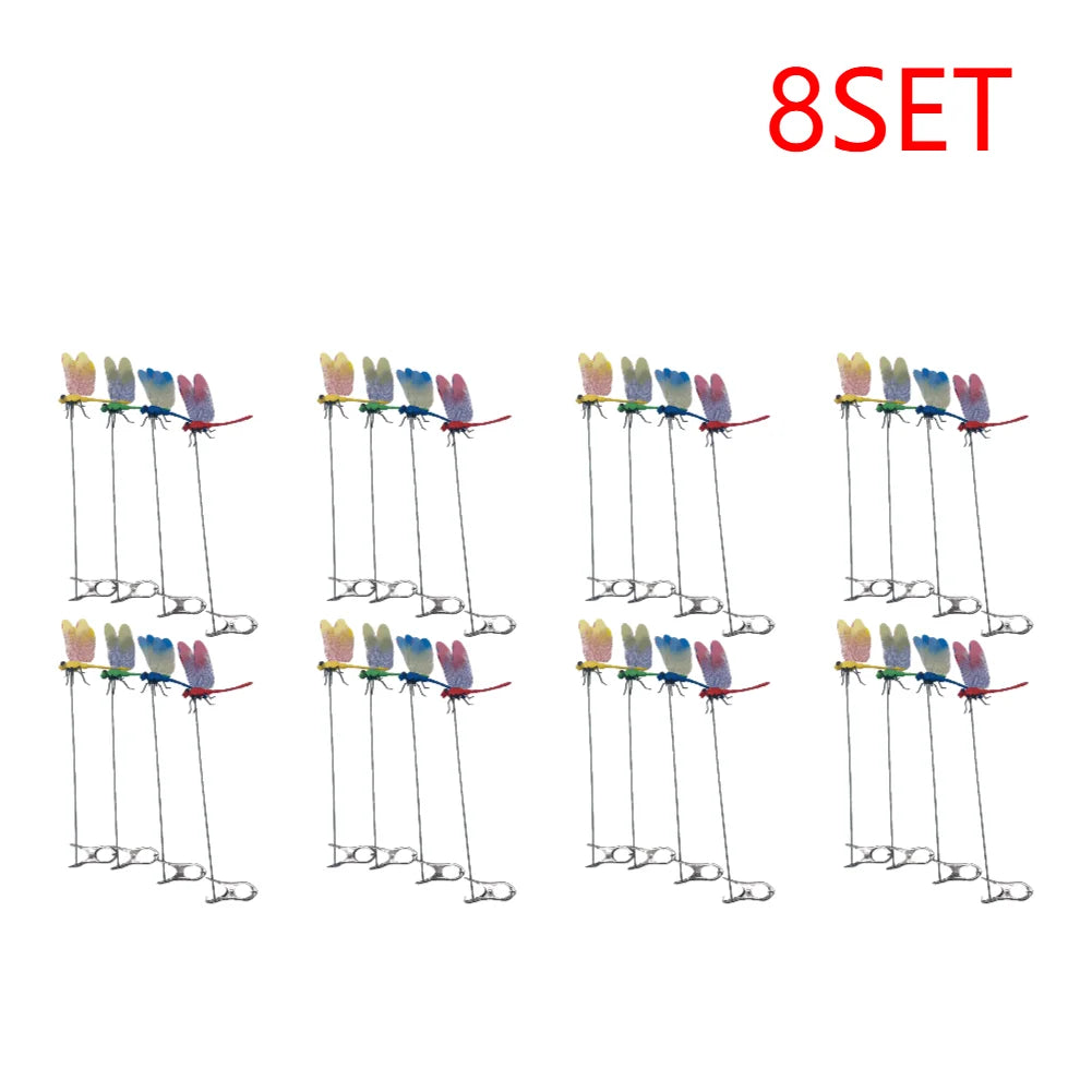 4/8/32Pcs Simulation 3D Dragonfly Clip Lifelike Outdoor Decor Realistic Bug Deterrents Fake Dragonfly Garden Decorative Clip