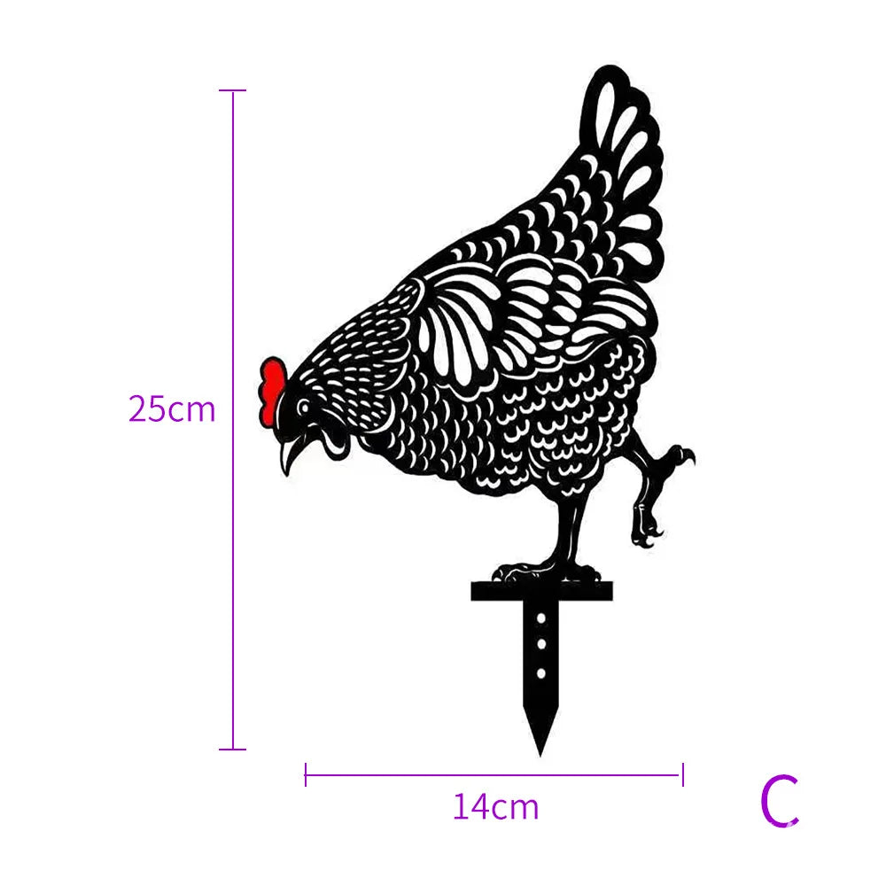 1Pc Yard Chicken Decor Ornaments Chicken Art Garden Decor Outdoor Garden Backyard Pile Acrylic Hen Patio Decoration Supplies