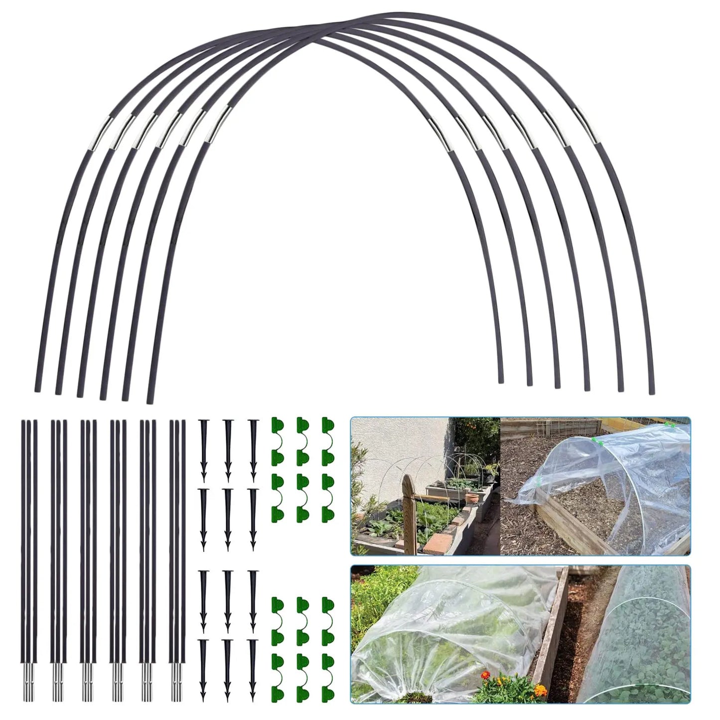 Greenhouse Hoops Set Gardening Folding Fiber Rod Set Arch Shed Bracket Garden Greenhouse Seedling Plant Hoop Grow Tunnel Support