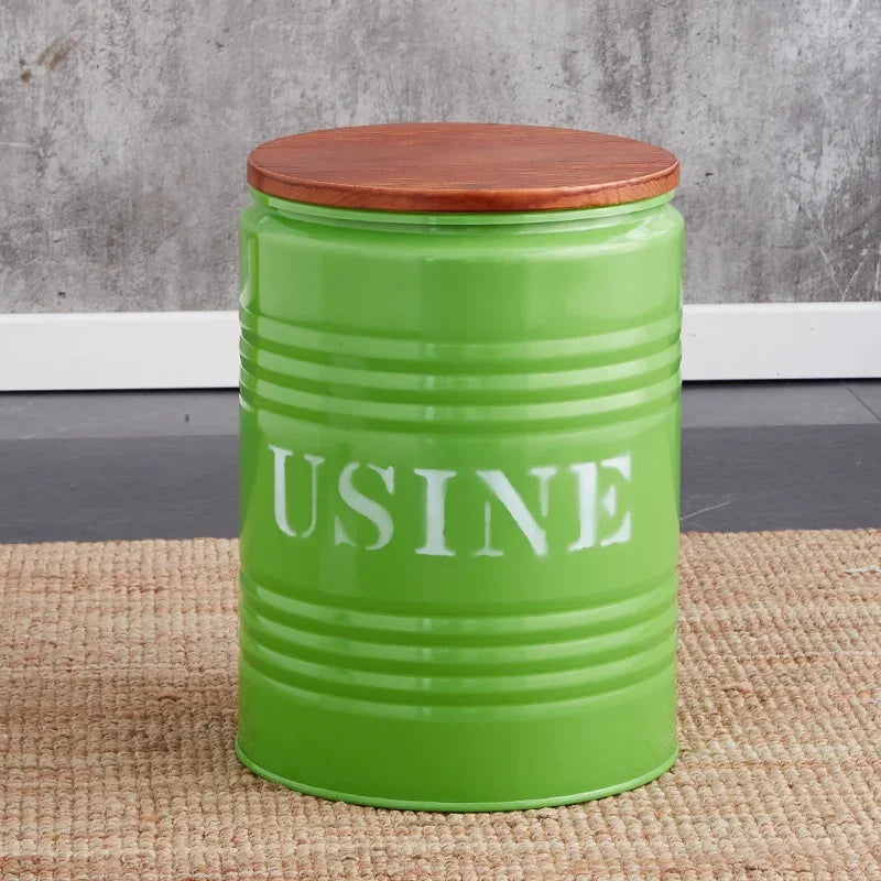 Paint Bucket Stool, Iron Art, Creative Storage Seat, Commercial Retro Low Stool, Bars, Shopping Malls Oil