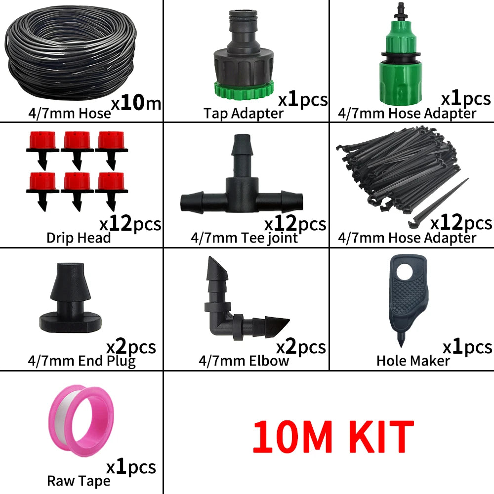 5-20M Drip Irrigation System Plant Watering Set Watering Kits Adjustable Drippers For Irrigation Micro Garden Watering System