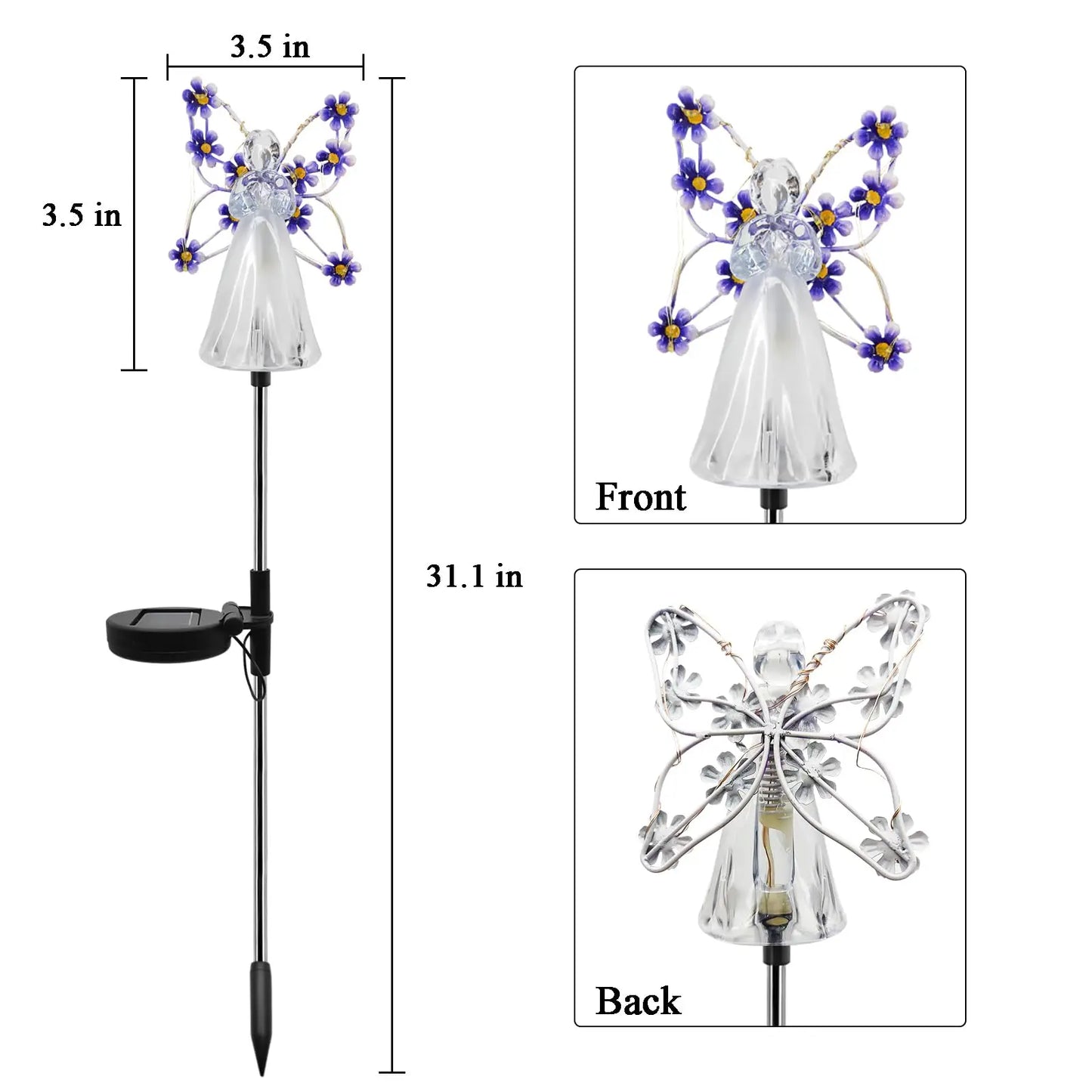 1/2/4Pack Solar Garden Light Fairy Angel Solar Powered Fairy Light LED Outdoor Decorative Pathway Light for Cemetery Grave Yard