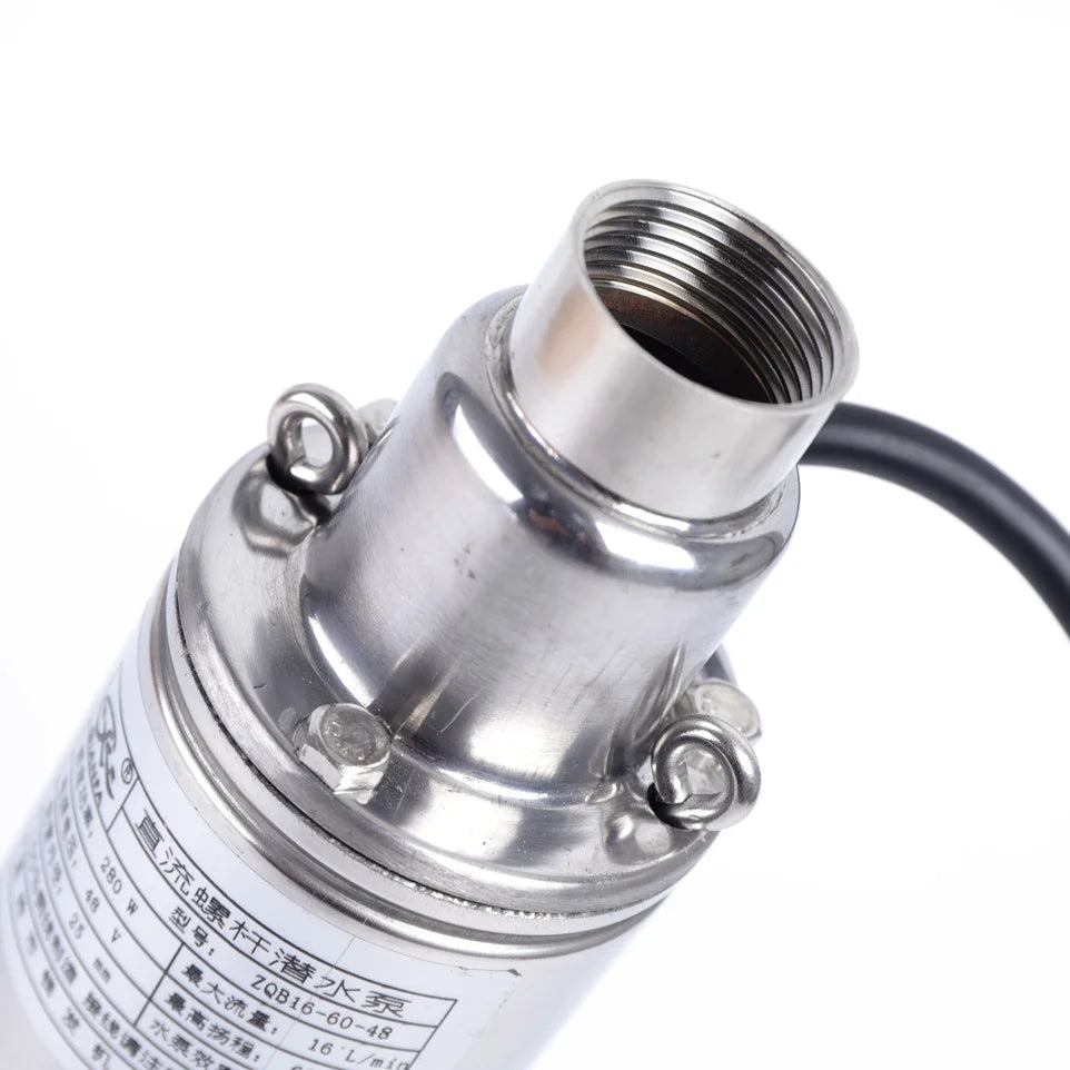 280W 48V Solar Powered Submersible Pump Deep Well 60M Lift Water Pump Farm