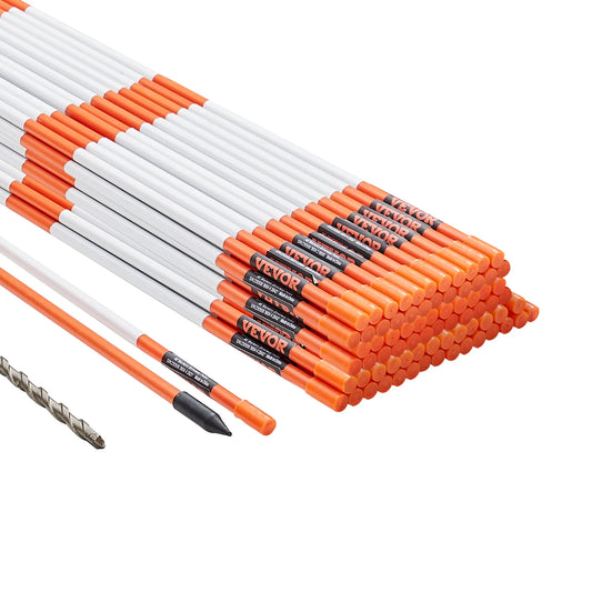 VEVOR Driveway Markers 48 inch 0.4 inch Diameter Fiberglass Poles Snow Stakes For Parking Lots Walkways Easy Visibility