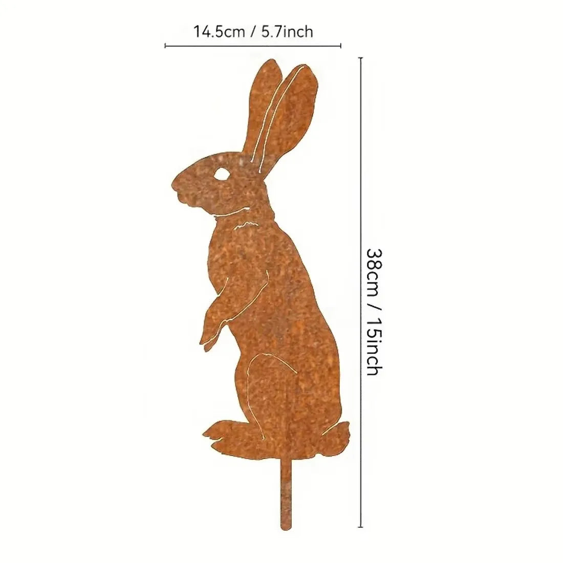 Rustic Metal Rabbit Garden Stake - Rusty Bunny Silhouette, Outdoor Yard Art for Farmhouse Decor, Perfect for Christmas, Easter