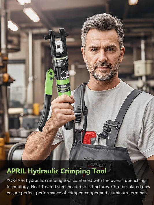 Hydraulic Crimping Tool with 9 Dies Battery Cable & Wire Rope Crimper for 12 AWG to 2/0 AWG, Stainless Steel Cable Railing Tool