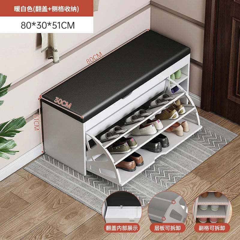 Shoe Change Stool at the Entrance to the Door, Household Seated Shoe Cabinet Seat, Integrated Shoe Rack, Soft