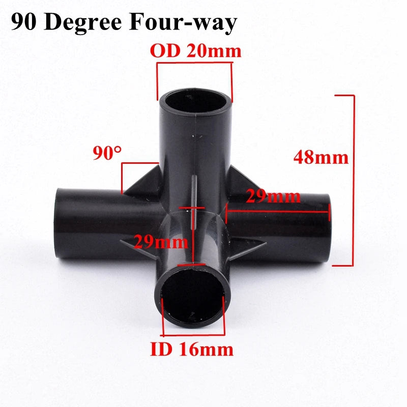 2-30Pcs ID 16mm PVC Pipe Fittings Straight Elbow Tee Garden Water Connector Tent Wardrobe Fixed Fittings Plants Support Joint