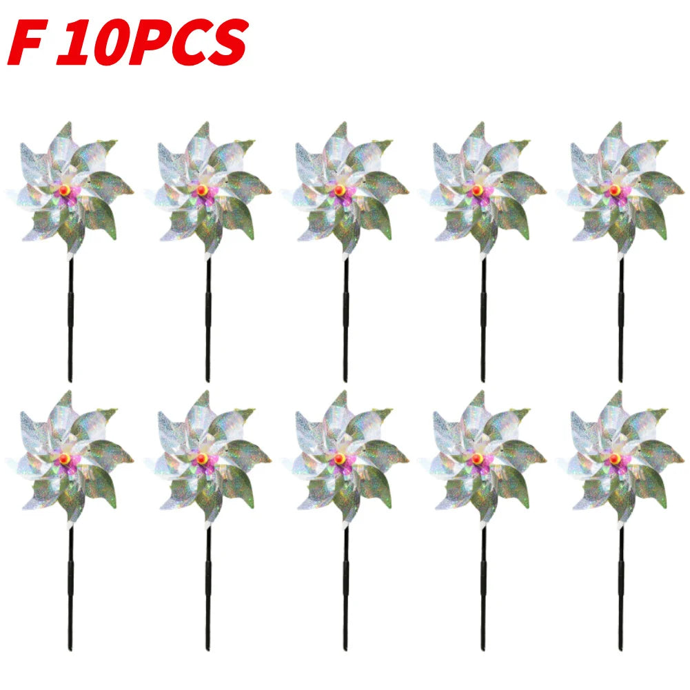 5/10PCS Bird Repeller Reflective Windmill Pinwheel Bird-Scaring Windmill Spinner for Garden Lawn Yard Decor and Keep Birds Away