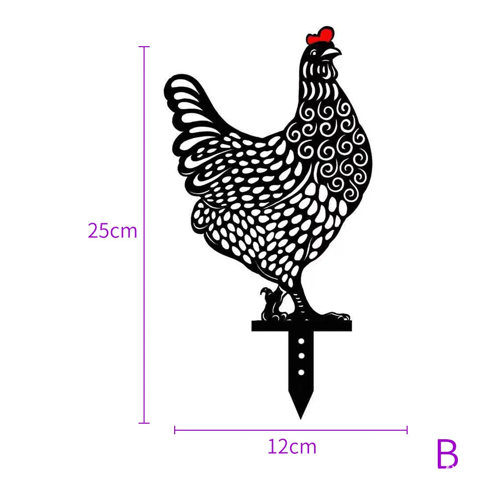 1Pc Yard Chicken Decor Ornaments Chicken Art Garden Decor Outdoor Garden Backyard Pile Acrylic Hen Patio Decoration Supplies