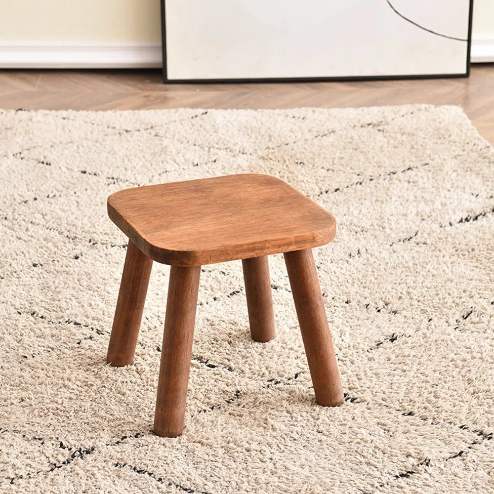 Walnut & Natural Wood Bench Lightweight 3.1 lbs Stool for Home Bathroom Non-Slip Durable Easy Storage