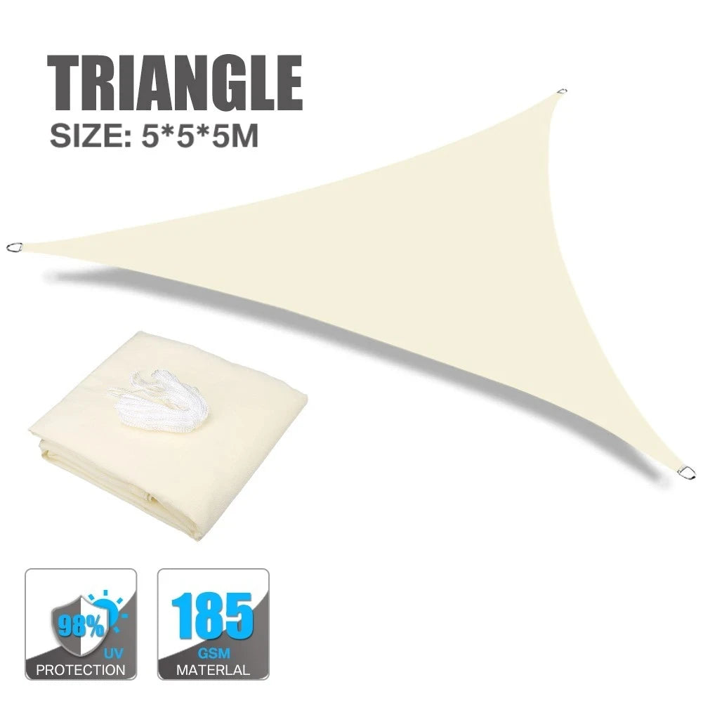 Beige Sun Shade Sail Rectangle Square Triangle Canopy Awning Cloth UV Block Heavy Duty Commercial Graden Outdoor Patio Tarp