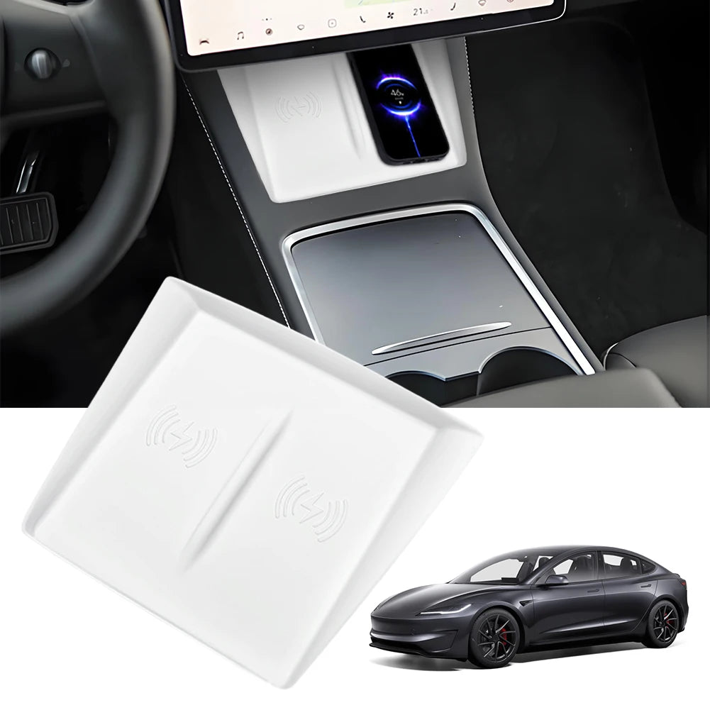 Wireless Charger Pad Silicone Mobile Phone Non-Slip Mat Scratch-Resistant Anti-Slip Charger Pad Cover for Tesla Model 3 Highland