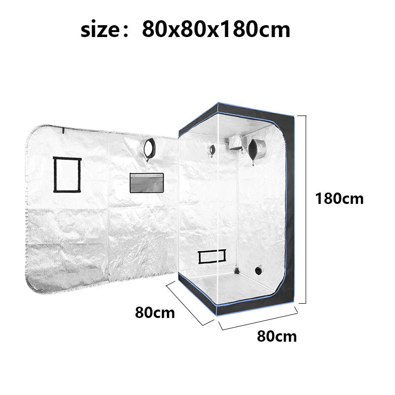SJ - Blue tent, connected with plastic, equipped with white pipes. It is an indoor growing tent and a greenhouse.