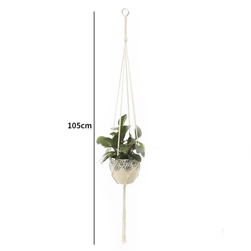 Handmade Macrame Plant Hanger Basket Flower Pot Balcony Hanging Decoration Knotted Lifting Rope Bohemian Style Home Garden Decor