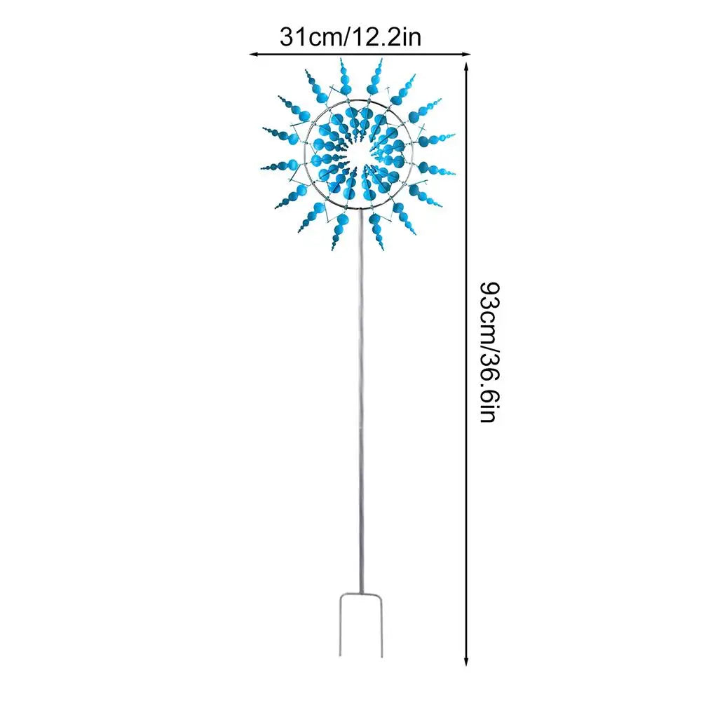 3D Wind Powered Wind Spinners Metal Wind Solar Spinners Garden Iron Windmill Ornaments For Yard And Garden Decor