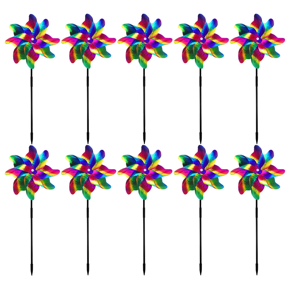 2/10pcs Bird Repeller Reflective Windmill Bird Repellent Anti Birds Windmill Spinner Child Windmill Garden Orchard Protection
