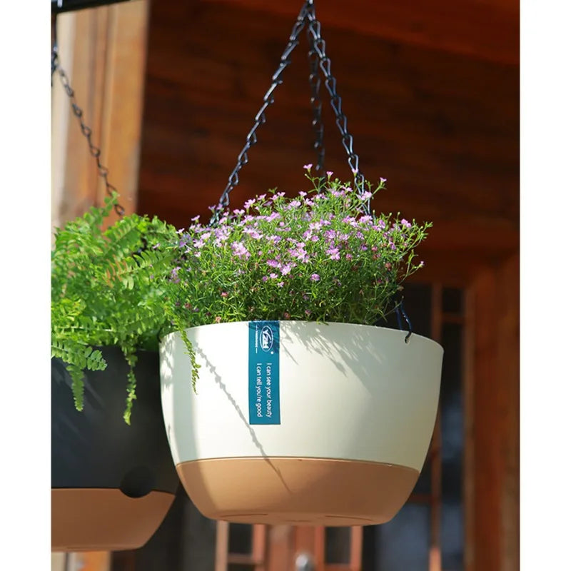 1pcs Nordic Hanging Basket Planter with Chains Thickened Resin Wall-Mounted Flower Pot for Balcony Home Decor