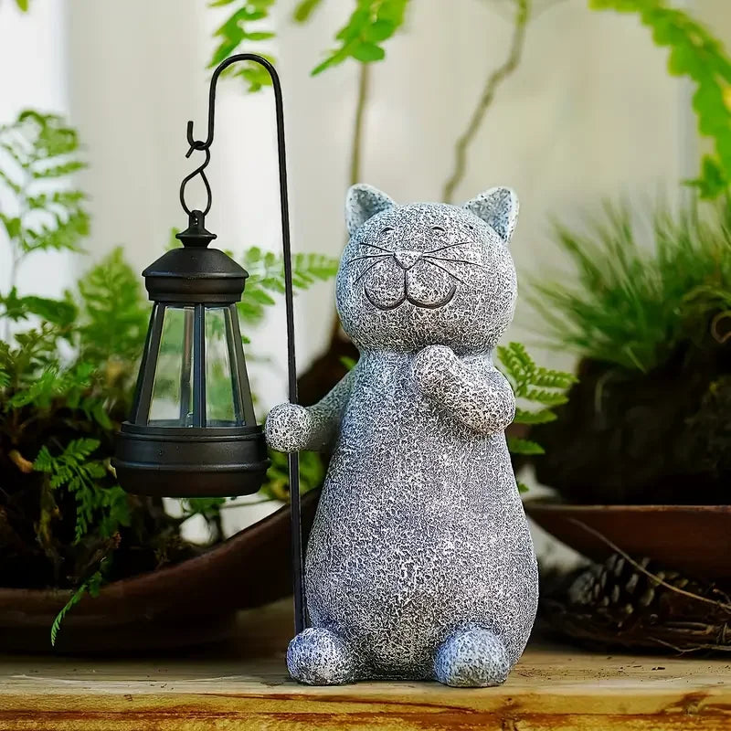 Cute Solar-Powered Kitten Lights - Waterproof Garden Decor - Durable Cloth Landscape Lighting for Courtyard & Outdoor Spaces