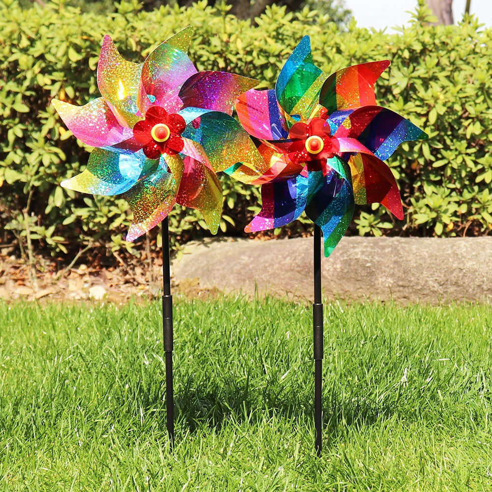 5/10PCS Bird Repeller Reflective Windmill Pinwheel Bird-Scaring Windmill Spinner for Garden Lawn Yard Decor and Keep Birds Away