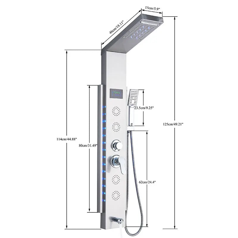 ULGKSD Full Faucet Set System LED Bathroom Showers Panel Hot&Cold Shower Column Rainfall And Waterfall Faucet Bathroom Mixer Tap