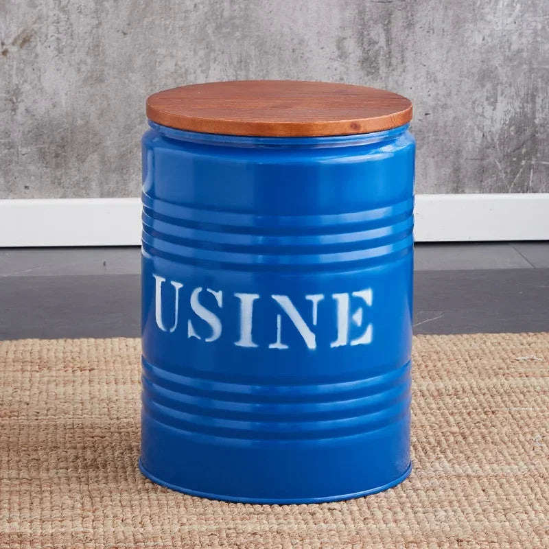 Paint Bucket Stool, Iron Art, Creative Storage Seat, Commercial Retro Low Stool, Bars, Shopping Malls Oil