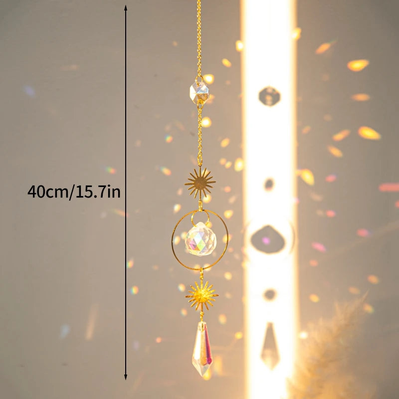 Brass Crystal Rainbow Crystal Hanging Pendants Suncatcher Moon Catcher Stained Glass Wind Chimes Home Garden Decor Kristalle
