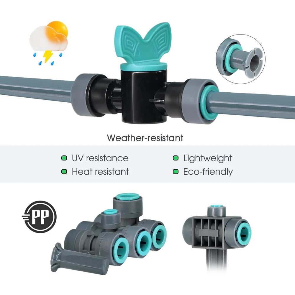 9/12MM PE Tubing Fittings 3/8'' PE Watering Hose Quick Connector for Garden Tubing Joints Tee Straight Elbow Valve Plug Stakes