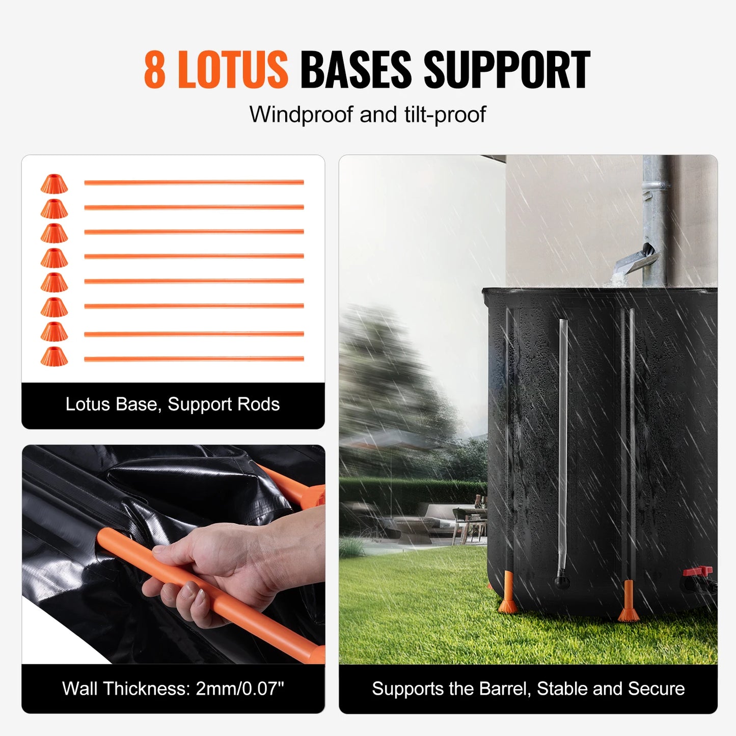 SucceBuy Collapsible Rain Barrel Portable Rain Water Collection Barrel PVC Rainwater Collection System with Spigots&Overflow Kit