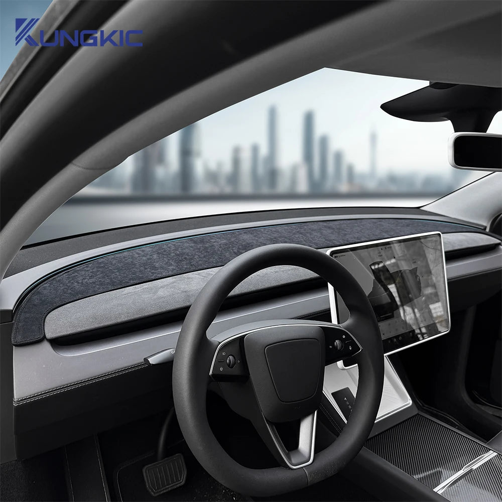 Anti-UV Dash Mat for Tesla Model Y Juniper 2025 2026-up Sunshade Protector Non-slip Accessories Top Flannel Dashboard Cover Pad