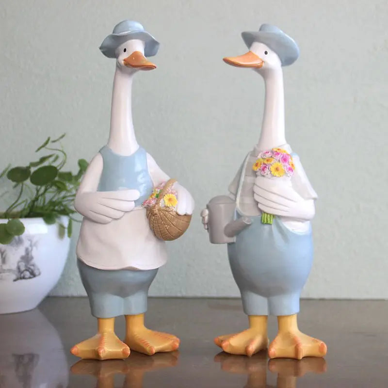 DIY Handmade Idyllic Simulation Resin Duck Animal Home Garden Courtyard Decoration Balcony Patio Decoration Garden Decor Statues