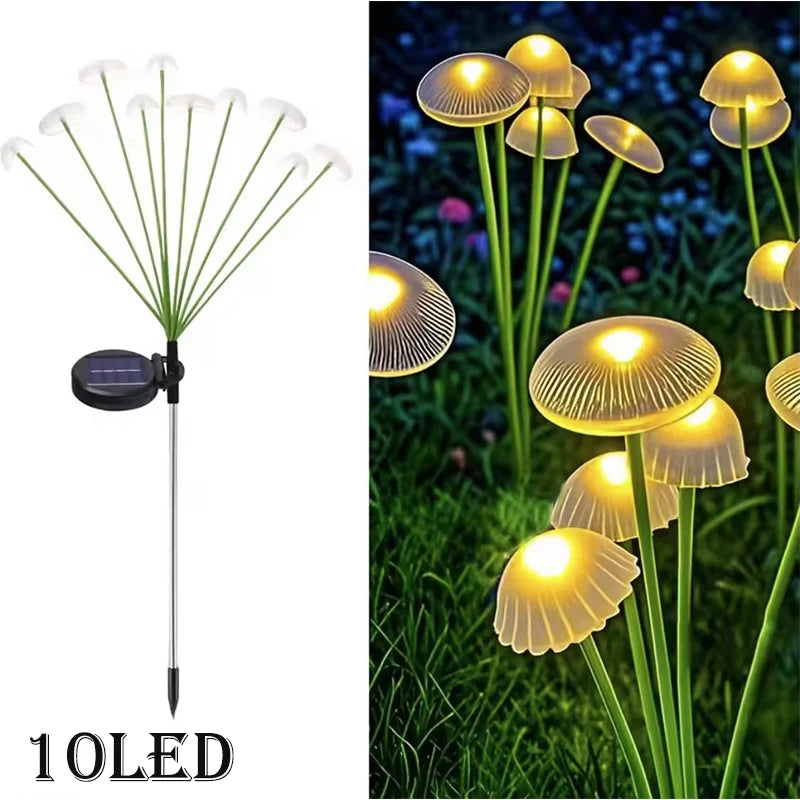 Solar Garden Light, Mushroom Lights Outdoor, IP65 Waterproof Firefly Swaying Lamp, Jellyfish Outdoor Decor for Garden