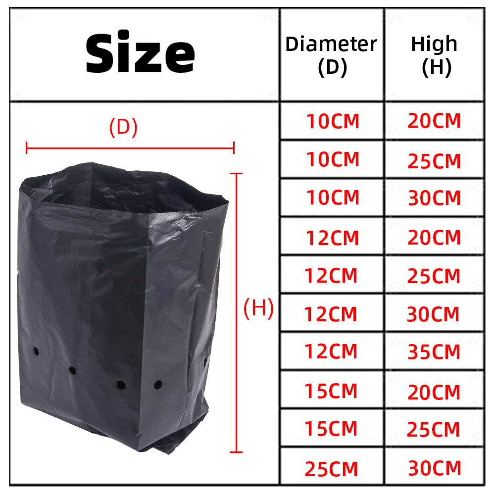 10-100 planting bags PE polybags vegetable nursery bags garden plastic bags peanut thickened planting bags nursery pots