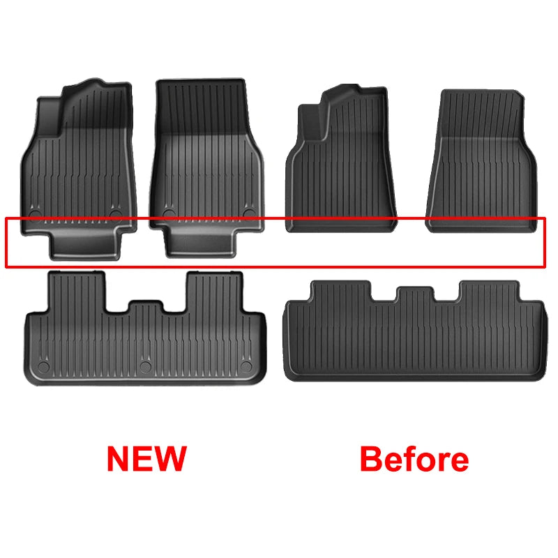 Extended Floor Mats for Tesla Model Y 2025+ Juniper 2025 All-Weather TPE Lengthen and Widen Waterproof Non-Slip Cargo Liners