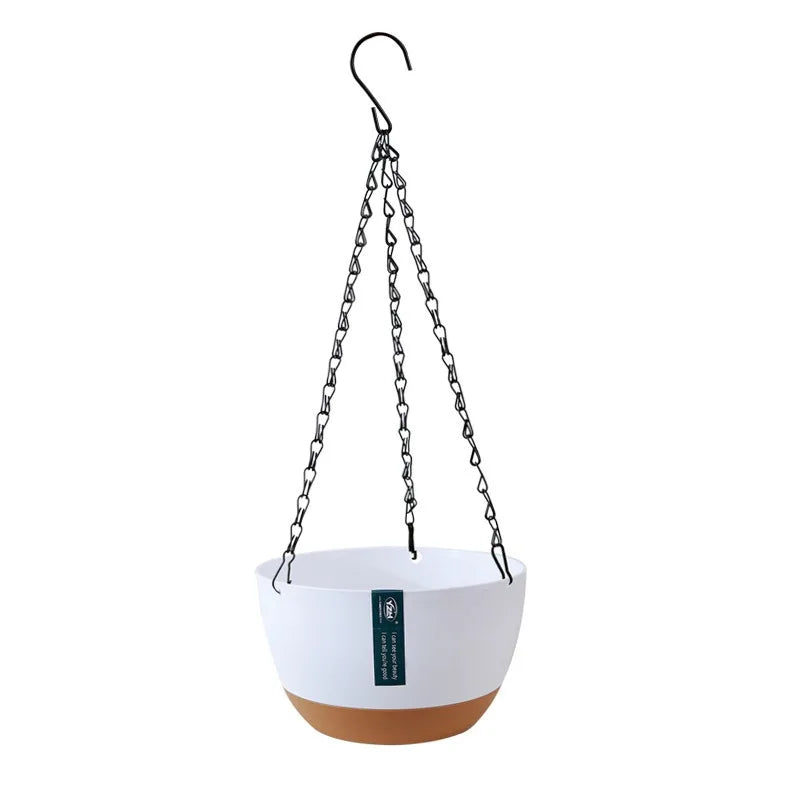 1pcs Nordic Hanging Basket Planter with Chains Thickened Resin Wall-Mounted Flower Pot for Balcony Home Decor