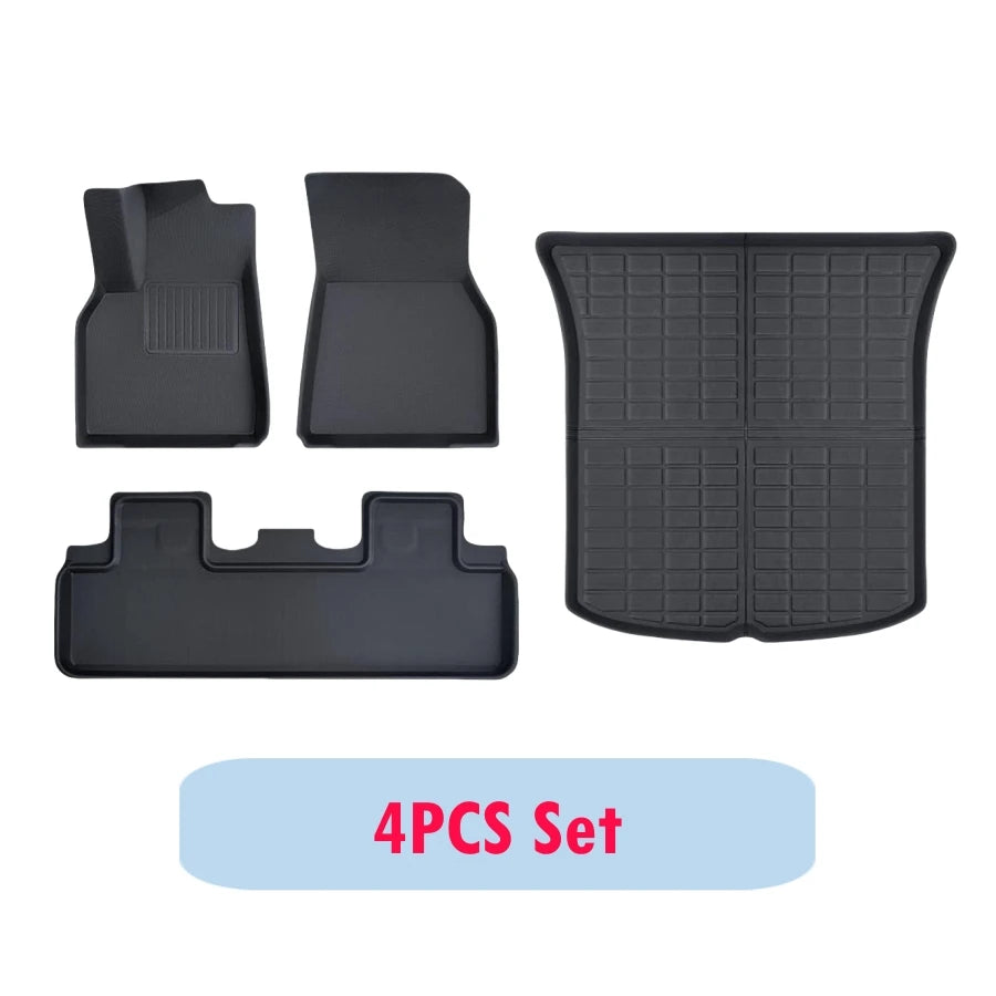 Car Floor Mats For Tesla Model Y Juniper 2025 LHD RHD Model Y All Weather Floor Liners Anti-slip Trunk Mat Cargo Liners