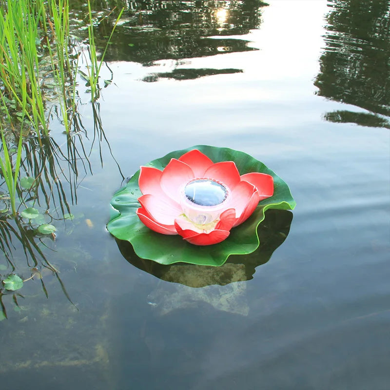 Solar Artifical Floating Lotus LED Light Solar Powered Night Pool Light Lotus Lamp Garden Pond Fountain Decor Outdoor Lighting